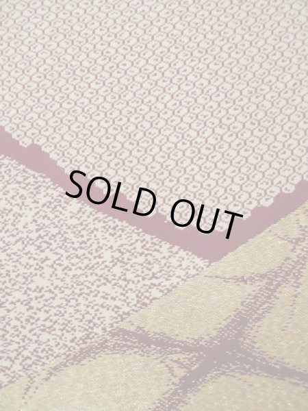 画像8: L0519P  訪問着 女性用着物  シルク(正絹)   えんじ, 菊 【中古】 【USED】 【リサイクル】 ★☆☆☆☆ (8)