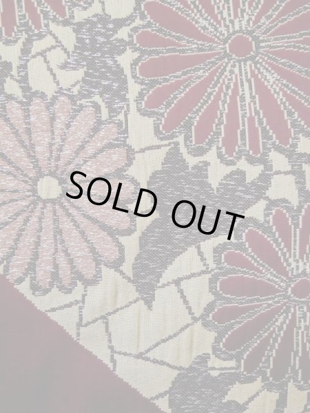 画像9: L0519P  訪問着 女性用着物  シルク(正絹)   えんじ, 菊 【中古】 【USED】 【リサイクル】 ★☆☆☆☆ (9)