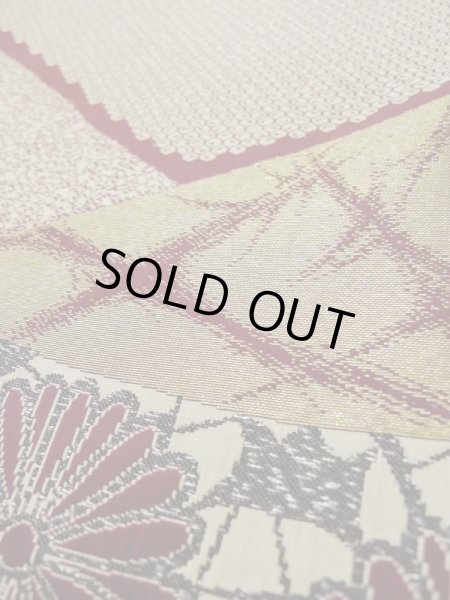 画像12: L0519P  訪問着 女性用着物  シルク(正絹)   えんじ, 菊 【中古】 【USED】 【リサイクル】 ★☆☆☆☆ (12)