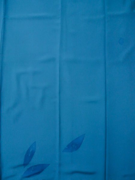 画像5: L0519R  訪問着 女性用着物  シルク(正絹) グレイッシュ 緑み 青, 葉 【中古】 【USED】 【リサイクル】 ★☆☆☆☆ (5)