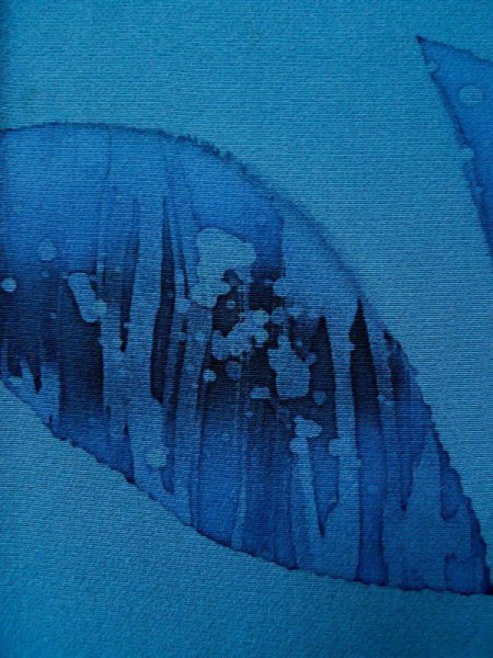 画像7: L0519R  訪問着 女性用着物  シルク(正絹) グレイッシュ 緑み 青, 葉 【中古】 【USED】 【リサイクル】 ★☆☆☆☆ (7)