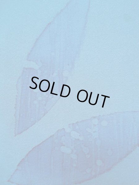 画像8: L0519R  訪問着 女性用着物  シルク（正絹） グレイッシュ 緑み 青, 葉 【中古】 【USED】 【リサイクル】 ★☆☆☆☆ (8)