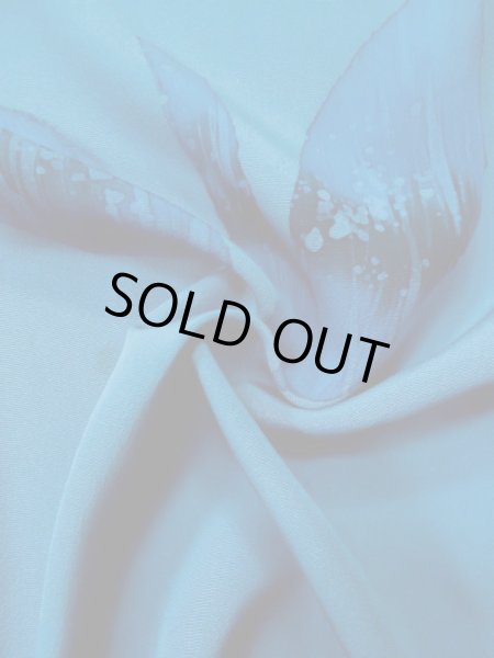 画像12: L0519R  訪問着 女性用着物  シルク（正絹） グレイッシュ 緑み 青, 葉 【中古】 【USED】 【リサイクル】 ★☆☆☆☆ (12)