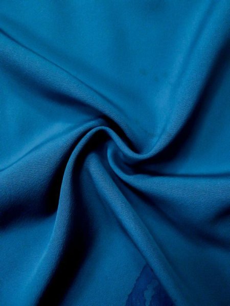 画像13: L0519R  訪問着 女性用着物  シルク(正絹) グレイッシュ 緑み 青, 葉 【中古】 【USED】 【リサイクル】 ★☆☆☆☆ (13)