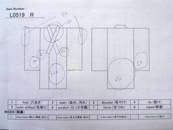 画像14: L0519R  訪問着 女性用着物  シルク(正絹) グレイッシュ 緑み 青, 葉 【中古】 【USED】 【リサイクル】 ★☆☆☆☆ (14)