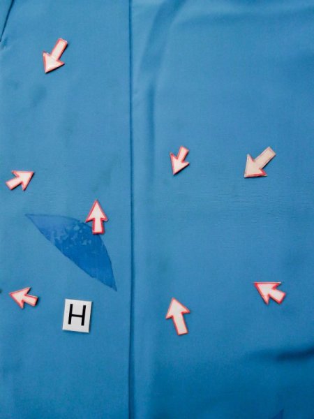 画像22: L0519R  訪問着 女性用着物  シルク(正絹) グレイッシュ 緑み 青, 葉 【中古】 【USED】 【リサイクル】 ★☆☆☆☆ (22)