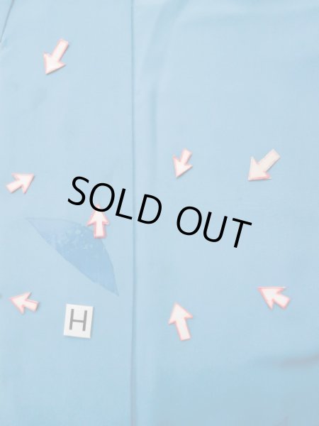 画像22: L0519R  訪問着 女性用着物  シルク（正絹） グレイッシュ 緑み 青, 葉 【中古】 【USED】 【リサイクル】 ★☆☆☆☆ (22)