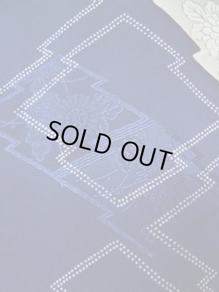 画像6: L0526C  羽織 女性用着物  シルク（正絹）   紺, 菊 【中古】 【USED】 【リサイクル】 ★★★☆☆ (6)