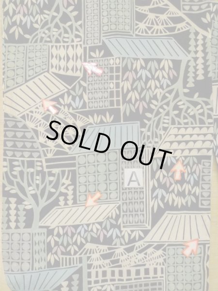 画像14: L0616A  羽織 女性用着物  シルク(正絹)   黒, 草 【中古】 【USED】 【リサイクル】 ★★☆☆☆ (14)