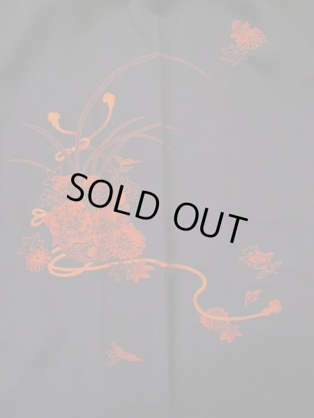 画像3: L0616C Mint  羽織 女性用着物  シルク(正絹)   黒, ぼたん 【中古】 【USED】 【リサイクル】 ★★★★☆ (3)