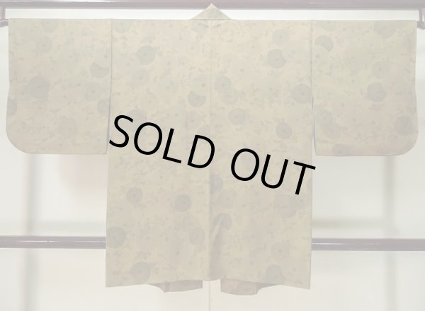 画像2: L0616H  道中着 女性用着物  シルク(正絹) 淡い 赤み 茶色, 花 【中古】 【USED】 【リサイクル】 ★★☆☆☆ (2)