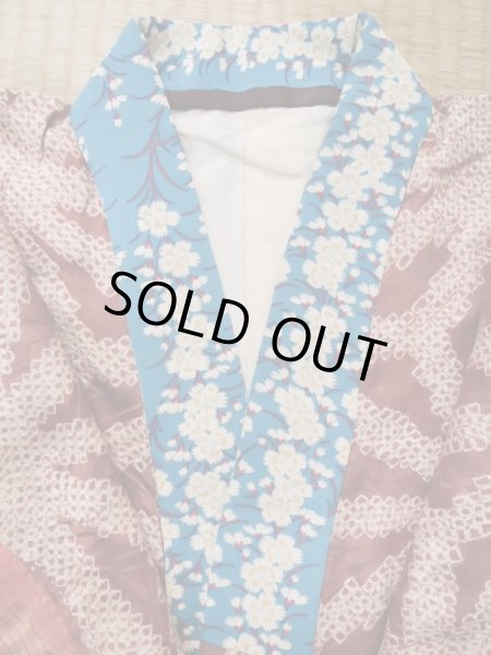 画像3: L0616N  襦袢 女性用着物 半襦袢、半襟つき（撫子） シルク（正絹）   茶色, ぼたん 【中古】 【USED】 【リサイクル】 ★☆☆☆☆ (3)