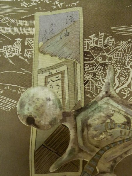 画像6: L0616U  羽織 男性用着物  シルク(正絹)   黒,  【中古】 【USED】 【リサイクル】 ★★★☆☆ (6)