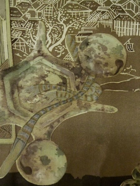 画像7: L0616U  羽織 男性用着物  シルク(正絹)   黒,  【中古】 【USED】 【リサイクル】 ★★★☆☆ (7)