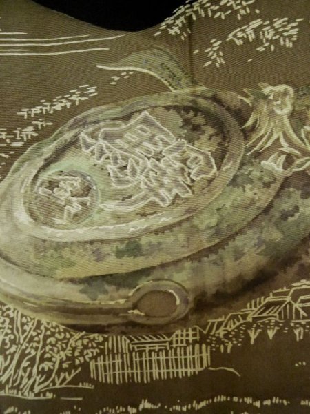 画像9: L0616U  羽織 男性用着物  シルク(正絹)   黒,  【中古】 【USED】 【リサイクル】 ★★★☆☆ (9)