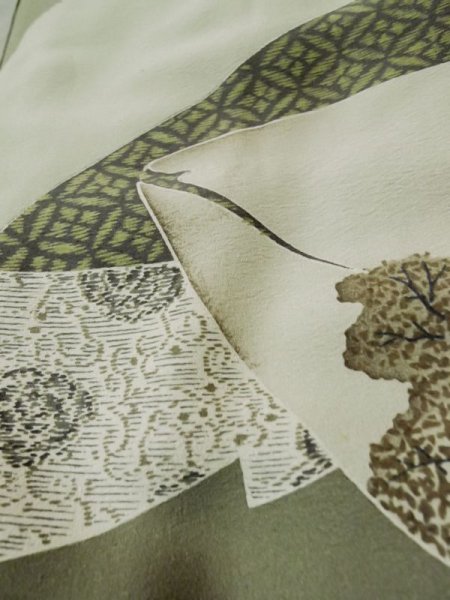 画像10: L0616W  羽織 男性用着物  ウール  茶色み 黒,  【中古】 【USED】 【リサイクル】 ★★☆☆☆ (10)