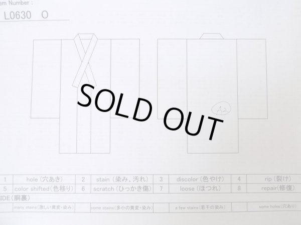画像11: L0630O  男性用着物 男性用着物  シルク(正絹) 深い 緑み 紺, 幾何学模様 【中古】 【USED】 【リサイクル】 ★★★☆☆ (11)