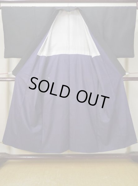 画像2: L0630T  男性用着物 男性用着物  シルク（正絹）   黒,  【中古】 【USED】 【リサイクル】 ★★★★☆ (2)