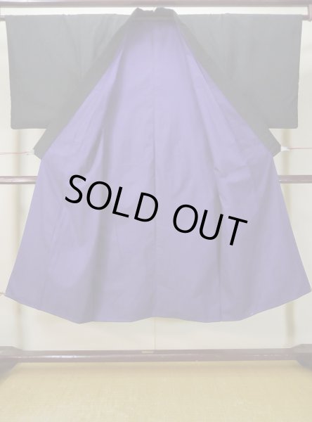 画像2: L0630U  男性用着物 男性用着物  シルク(正絹)   黒,  【中古】 【USED】 【リサイクル】 ★★☆☆☆ (2)