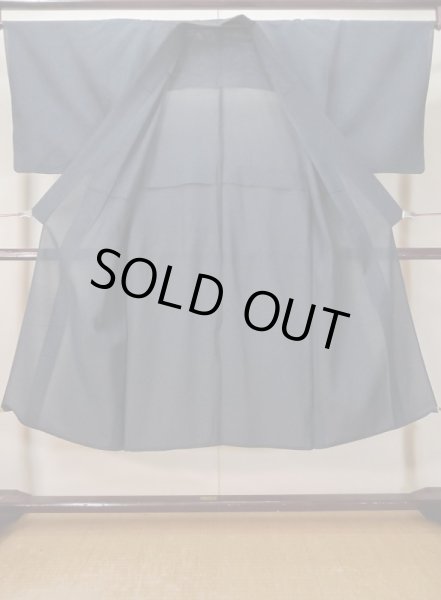 画像2: L0631B  男性用着物 男性用着物  シルク（正絹）  深い 紺, 線 【中古】 【USED】 【リサイクル】 ★☆☆☆☆ (2)