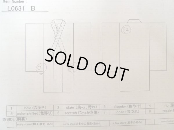 画像11: L0631B  男性用着物 男性用着物  シルク（正絹）  深い 紺, 線 【中古】 【USED】 【リサイクル】 ★☆☆☆☆ (11)