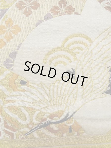 画像7: L0706I 名古屋帯 女性用着物 シルク(正絹)   オフ ホワイト 菊 【中古】 【USED】 【リサイクル】 ★★☆☆☆ (7)