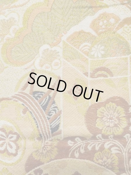 画像8: L0706I 名古屋帯 女性用着物 シルク(正絹)   オフ ホワイト 菊 【中古】 【USED】 【リサイクル】 ★★☆☆☆ (8)