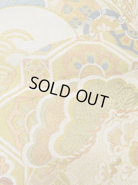 画像10: L0706I 名古屋帯 女性用着物 シルク(正絹)   オフ ホワイト 菊 【中古】 【USED】 【リサイクル】 ★★☆☆☆ (10)