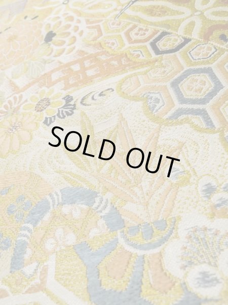 画像11: L0706I 名古屋帯 女性用着物 シルク(正絹)   オフ ホワイト 菊 【中古】 【USED】 【リサイクル】 ★★☆☆☆ (11)