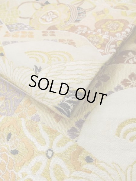 画像15: L0706I 名古屋帯 女性用着物 シルク(正絹)   オフ ホワイト 菊 【中古】 【USED】 【リサイクル】 ★★☆☆☆ (15)