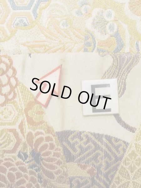 画像20: L0706I 名古屋帯 女性用着物 シルク(正絹)   オフ ホワイト 菊 【中古】 【USED】 【リサイクル】 ★★☆☆☆ (20)