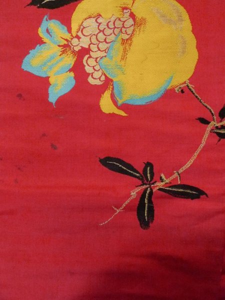 画像3: L0706J 名古屋帯 女性用着物 シルク(正絹)   赤色  【中古】 【USED】 【リサイクル】 ★☆☆☆☆ (3)