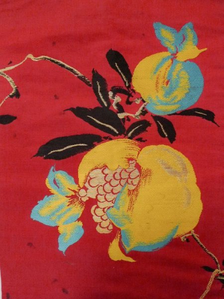 画像4: L0706J 名古屋帯 女性用着物 シルク(正絹)   赤色  【中古】 【USED】 【リサイクル】 ★☆☆☆☆ (4)