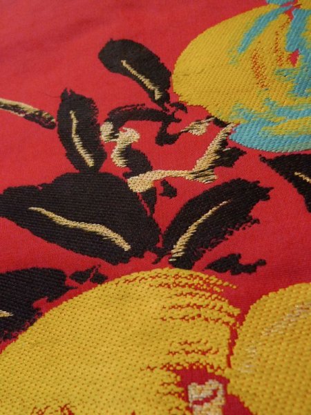 画像9: L0706J 名古屋帯 女性用着物 シルク(正絹)   赤色  【中古】 【USED】 【リサイクル】 ★☆☆☆☆ (9)