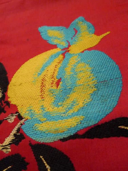 画像10: L0706J 名古屋帯 女性用着物 シルク(正絹)   赤色  【中古】 【USED】 【リサイクル】 ★☆☆☆☆ (10)