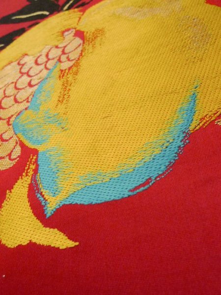 画像11: L0706J 名古屋帯 女性用着物 シルク(正絹)   赤色  【中古】 【USED】 【リサイクル】 ★☆☆☆☆ (11)