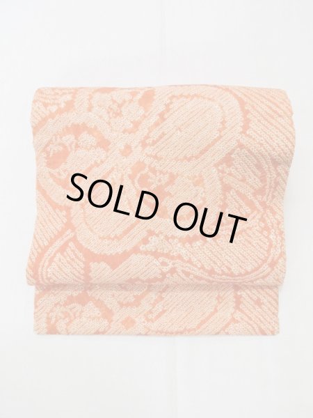 画像2: L0706L 名古屋帯 女性用着物 シルク（正絹）   橙色 梅 【中古】 【USED】 【リサイクル】 ★★★☆☆ (2)