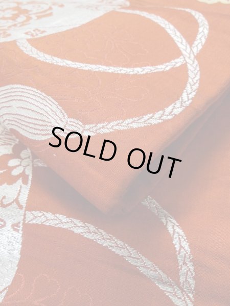 画像11: L0706U 名古屋帯 女性用着物 シルク(正絹)   赤色 唐花 【中古】 【USED】 【リサイクル】 ★★☆☆☆ (11)