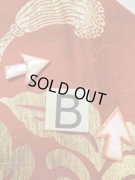 画像13: L0706U 名古屋帯 女性用着物 シルク(正絹)   赤色 唐花 【中古】 【USED】 【リサイクル】 ★★☆☆☆ (13)