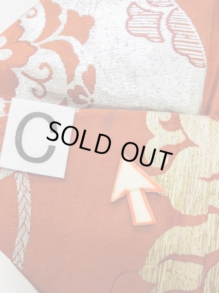 画像14: L0706U 名古屋帯 女性用着物 シルク(正絹)   赤色 唐花 【中古】 【USED】 【リサイクル】 ★★☆☆☆ (14)