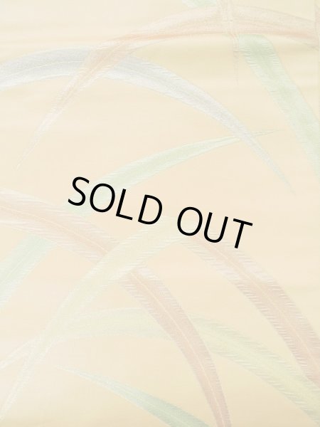 画像3: L0707B 名古屋帯 女性用着物 シルク（正絹）  淡い 橙色 芝草 【中古】 【USED】 【リサイクル】 ★★★☆☆ (3)