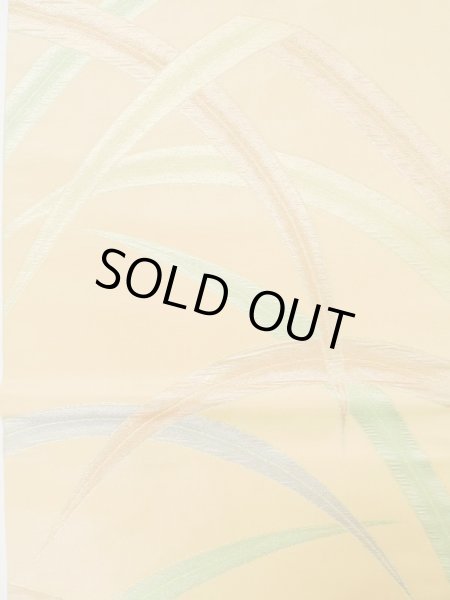 画像4: L0707B 名古屋帯 女性用着物 シルク（正絹）  淡い 橙色 芝草 【中古】 【USED】 【リサイクル】 ★★★☆☆ (4)