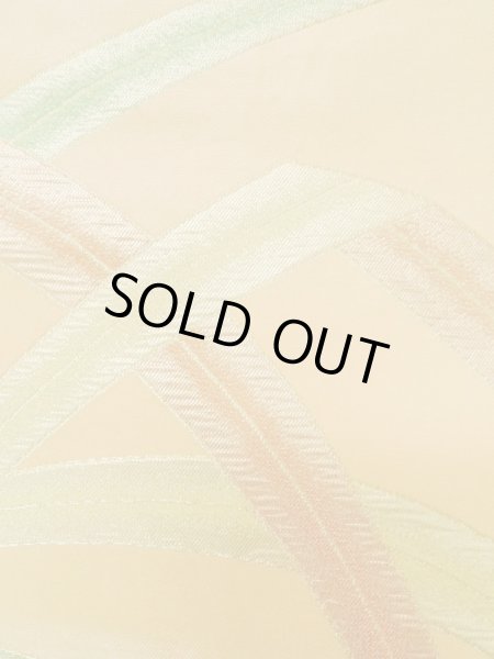 画像5: L0707B 名古屋帯 女性用着物 シルク（正絹）  淡い 橙色 芝草 【中古】 【USED】 【リサイクル】 ★★★☆☆ (5)