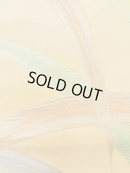 画像7: L0707B 名古屋帯 女性用着物 シルク（正絹）  淡い 橙色 芝草 【中古】 【USED】 【リサイクル】 ★★★☆☆ (7)