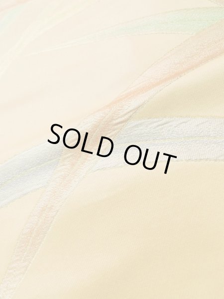 画像8: L0707B 名古屋帯 女性用着物 シルク（正絹）  淡い 橙色 芝草 【中古】 【USED】 【リサイクル】 ★★★☆☆ (8)