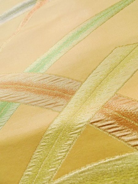 画像10: L0707B 名古屋帯 女性用着物 シルク（正絹）  淡い 橙色 芝草 【中古】 【USED】 【リサイクル】 ★★★☆☆ (10)