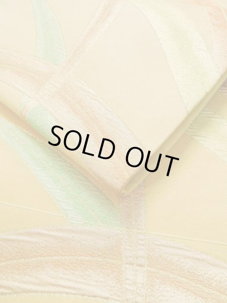 画像11: L0707B 名古屋帯 女性用着物 シルク（正絹）  淡い 橙色 芝草 【中古】 【USED】 【リサイクル】 ★★★☆☆ (11)