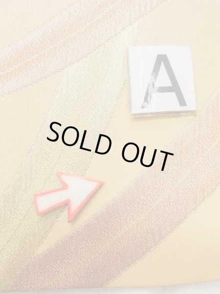 画像12: L0707B 名古屋帯 女性用着物 シルク（正絹）  淡い 橙色 芝草 【中古】 【USED】 【リサイクル】 ★★★☆☆ (12)