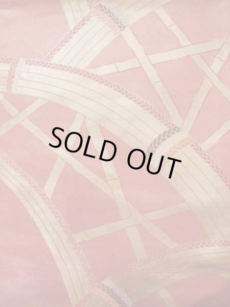 画像3: L0707C 名古屋帯 女性用着物 シルク(正絹)   えんじ 竹 【中古】 【USED】 【リサイクル】 ★★★☆☆ (3)