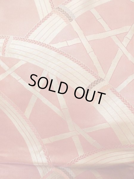 画像4: L0707C 名古屋帯 女性用着物 シルク(正絹)   えんじ 竹 【中古】 【USED】 【リサイクル】 ★★★☆☆ (4)